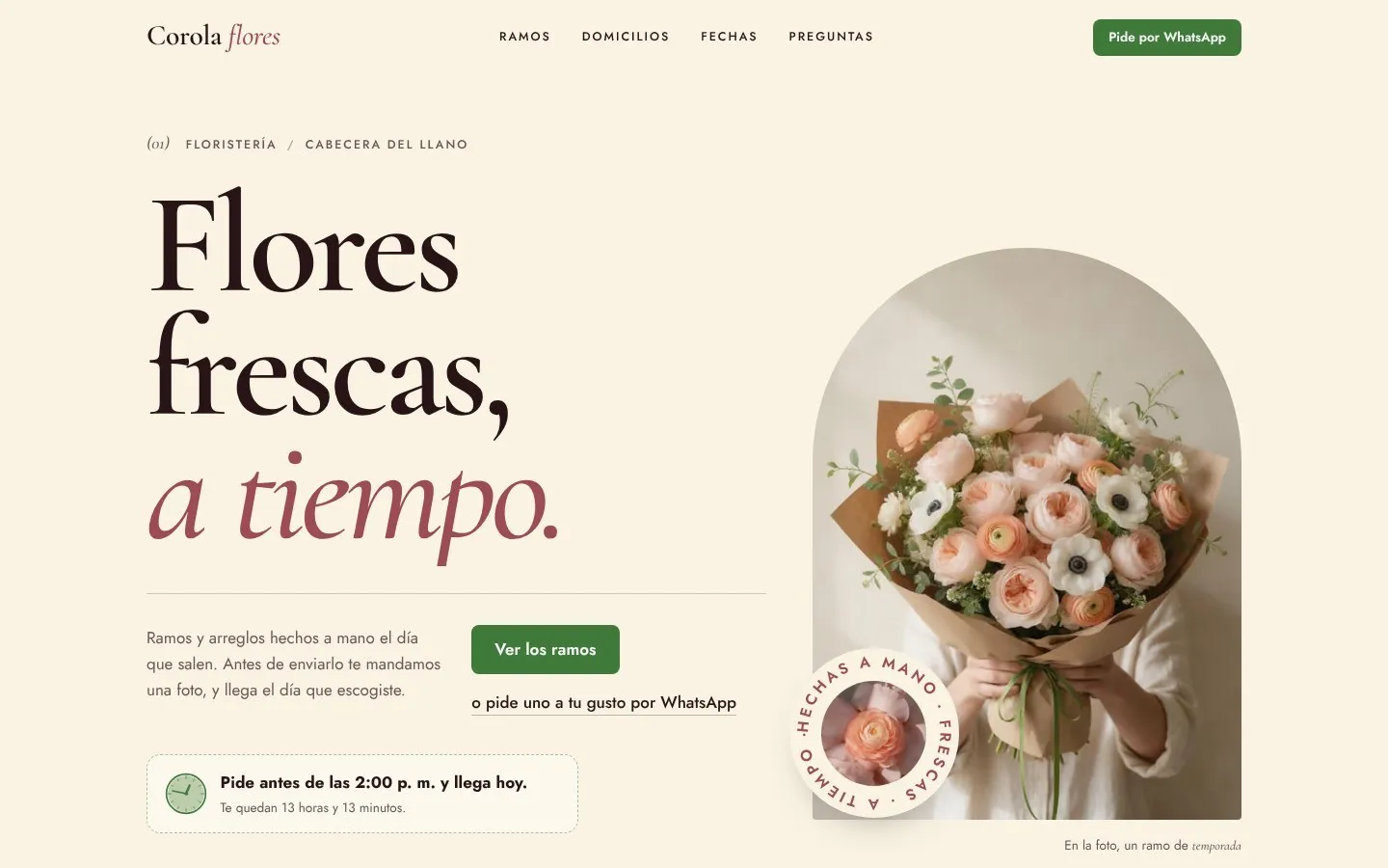 Portada de Corola, floristería